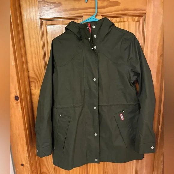 🆕 NWT Hunter Adela cotton canvas rain jacket in hunter green - Picture 11 of 15